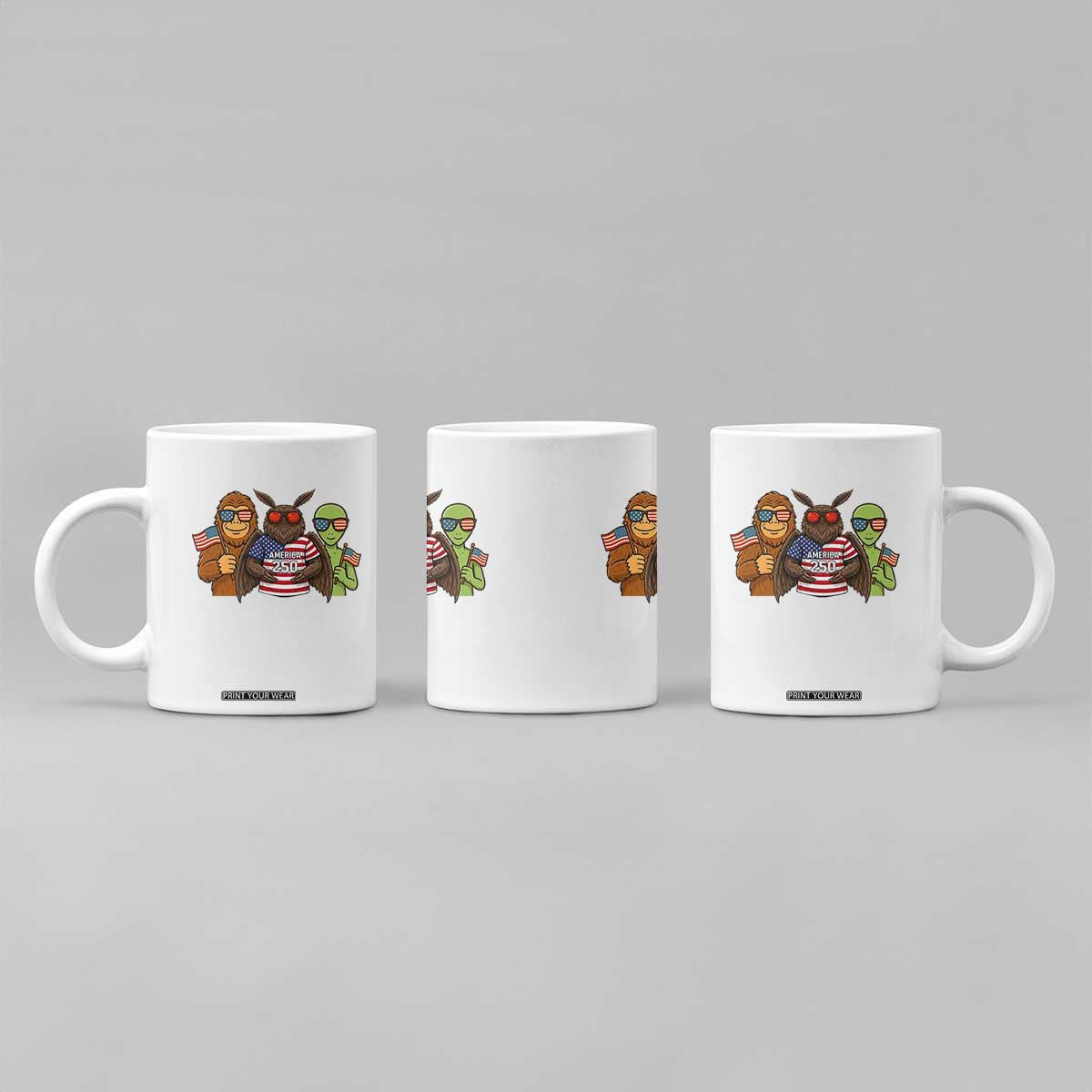 Funny Bigfoot Mothman Alien Coffee Mug USA 250th Anniversary TS12 Print Your Wear