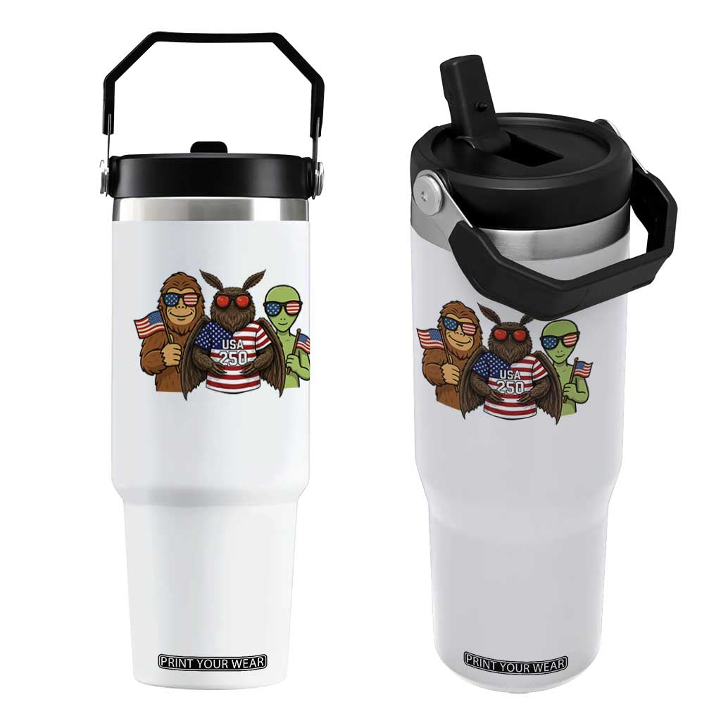 Funny Bigfoot Mothman Alien Flip Straw Tumbler USA 250th Anniversary TS12 One Size: 30 oz White Print Your Wear