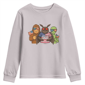 Funny Bigfoot Mothman Alien Youth Sweatshirt USA 250th Anniversary TS12 Ice Gray Print Your Wear