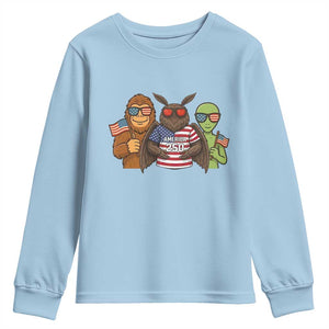 Funny Bigfoot Mothman Alien Youth Sweatshirt USA 250th Anniversary TS12 Light Blue Print Your Wear