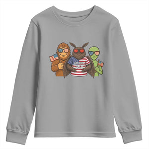 Funny Bigfoot Mothman Alien Youth Sweatshirt USA 250th Anniversary TS12 Sport Gray Print Your Wear