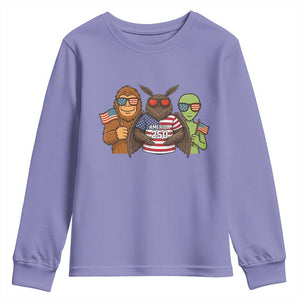 Funny Bigfoot Mothman Alien Youth Sweatshirt USA 250th Anniversary TS12 Violet Print Your Wear