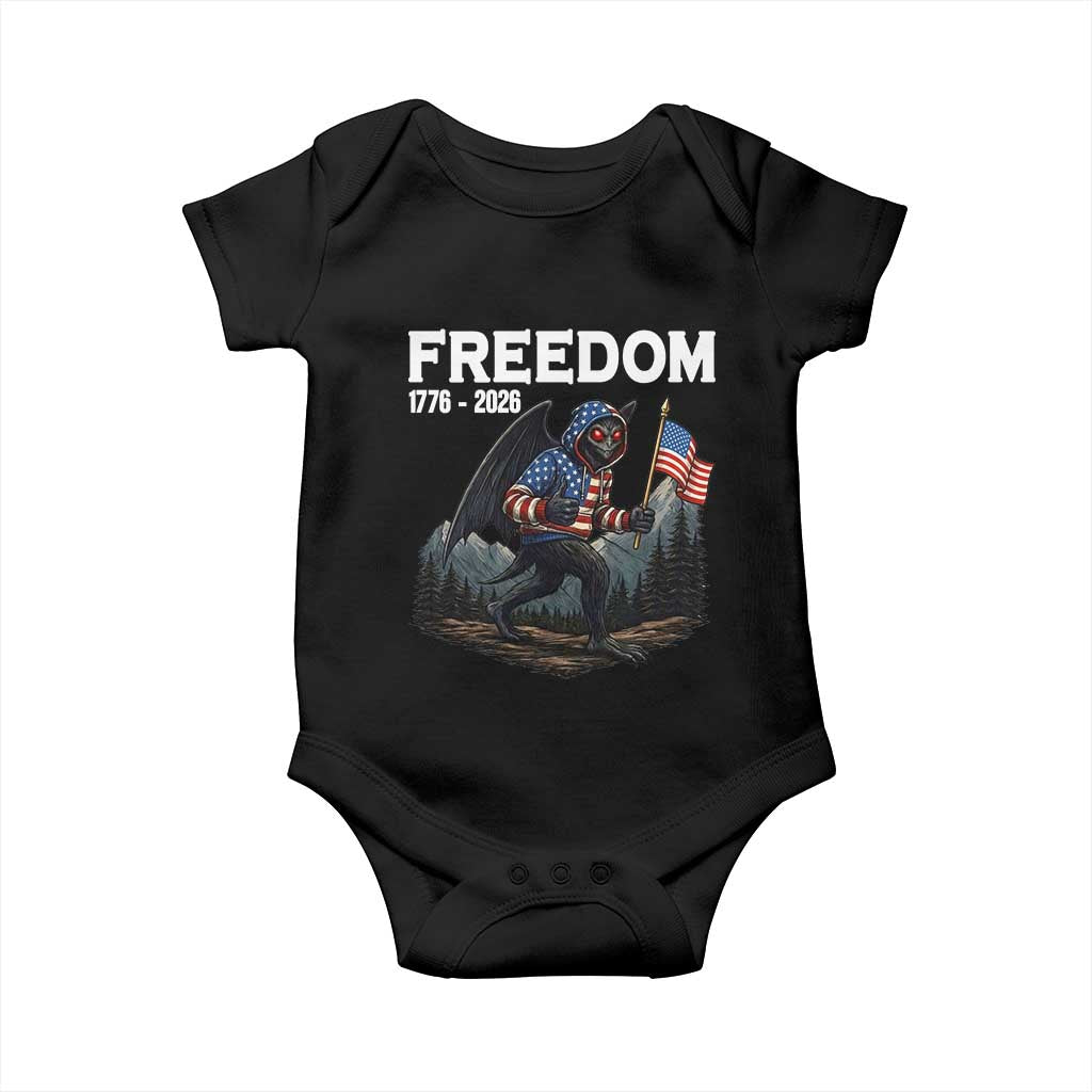 Patriotic Mothman Lover Baby Onesie Funny USA 250 Anniversary Gift TS12 Black Print Your Wear