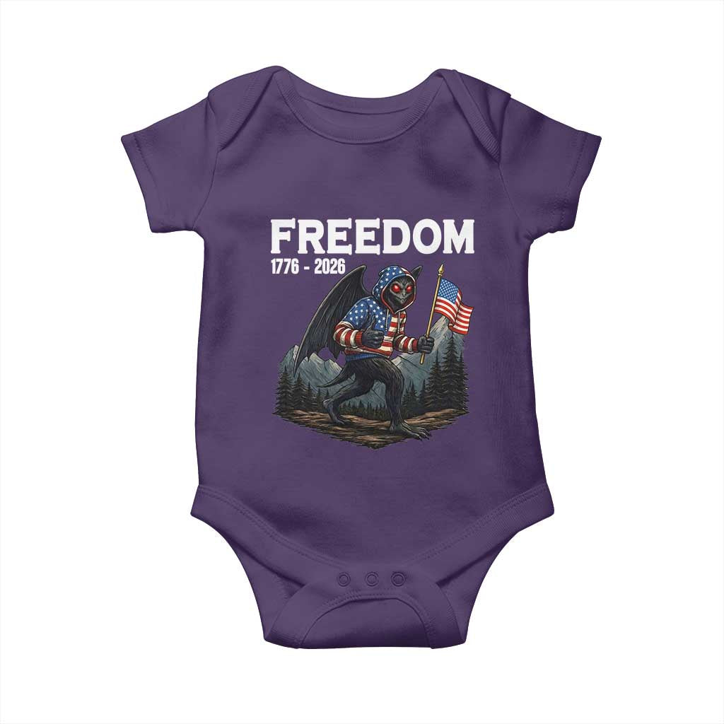 Patriotic Mothman Lover Baby Onesie Funny USA 250 Anniversary Gift TS12 Purple Print Your Wear