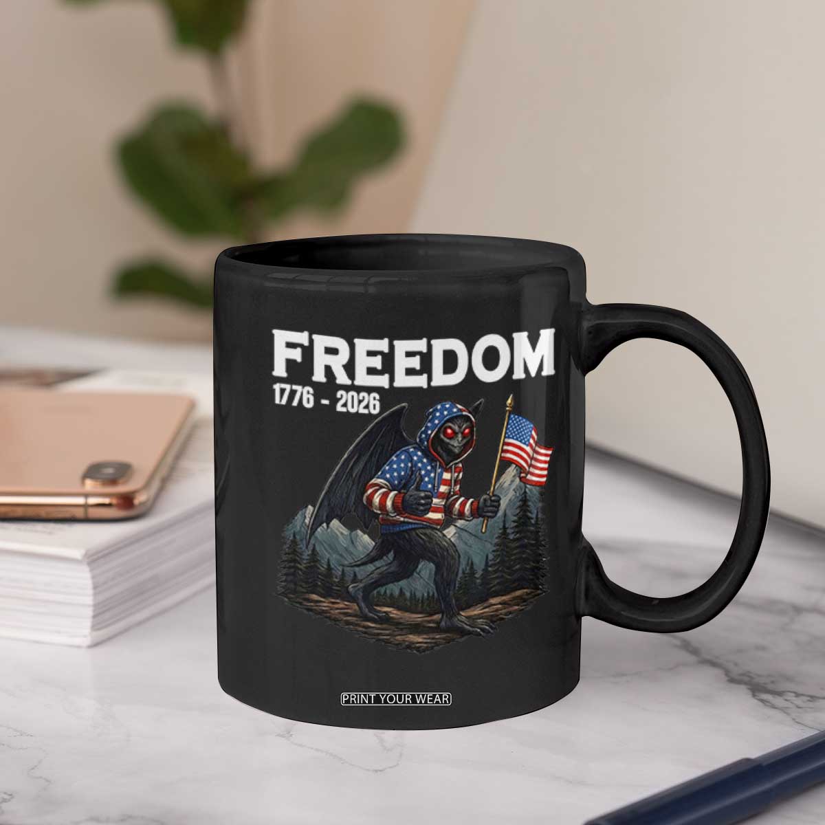 Patriotic Mothman Lover Coffee Mug Funny USA 250 Anniversary Gift TS12 Print Your Wear
