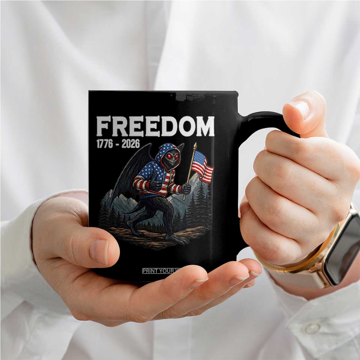 Patriotic Mothman Lover Coffee Mug Funny USA 250 Anniversary Gift TS12 Print Your Wear