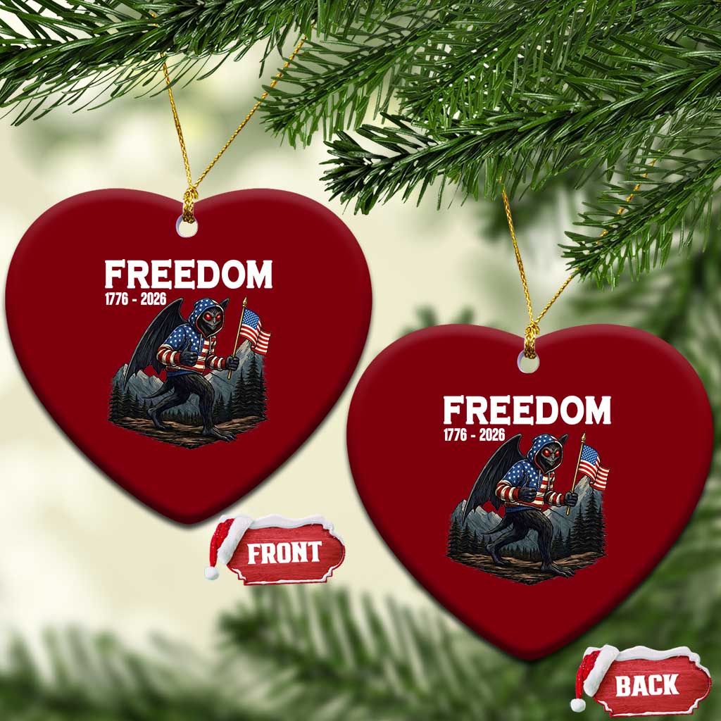 Patriotic Mothman Lover Ceramic Ornament Funny USA 250 Anniversary Gift TS12 Print Your Wear