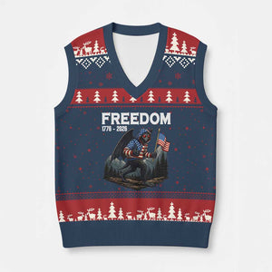 Patriotic Mothman Lover V-Neck Knit Sweater Vest Funny USA 250 Anniversary Gift TS12 Navy Red Print Your Wear