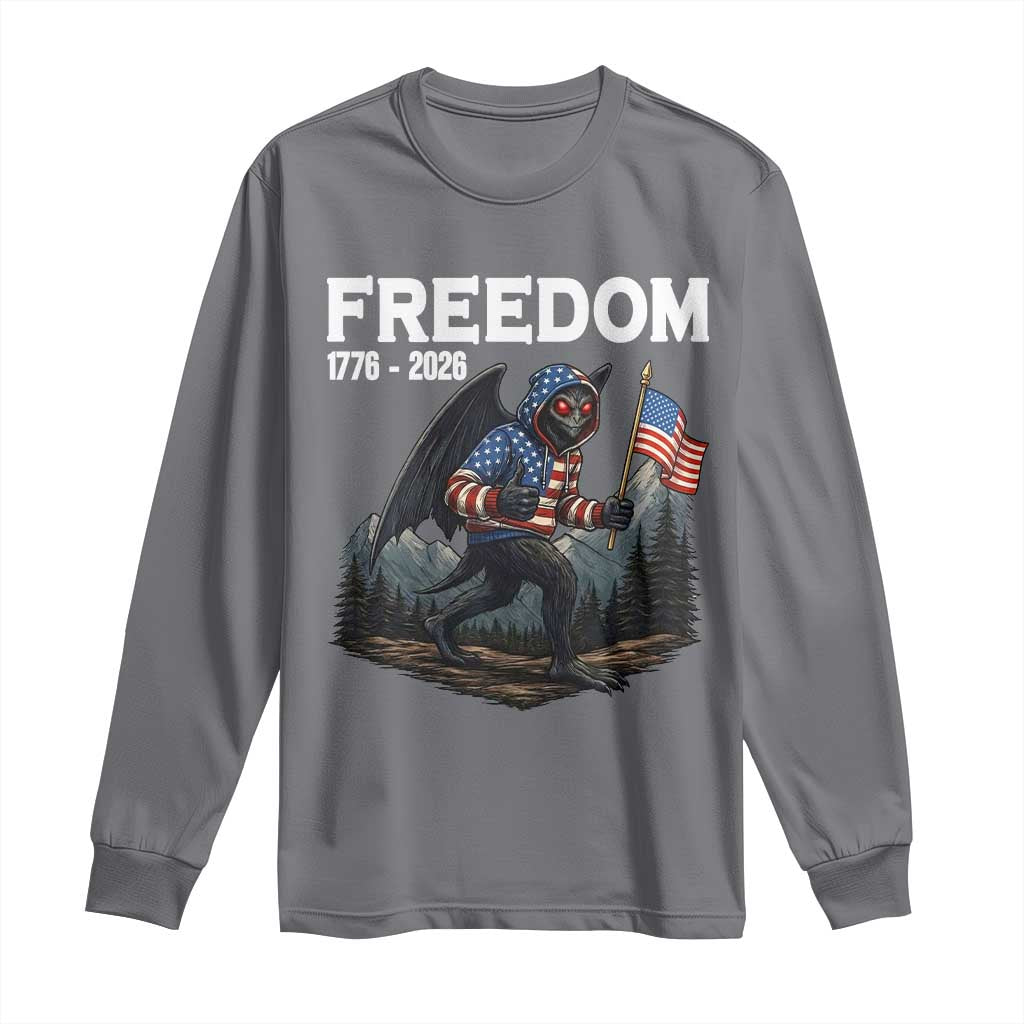 Patriotic Mothman Lover Long Sleeve Shirt Funny USA 250 Anniversary Gift TS12 Charcoal Print Your Wear
