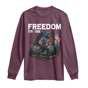Patriotic Mothman Lover Long Sleeve Shirt Funny USA 250 Anniversary Gift TS12 Maroon Print Your Wear