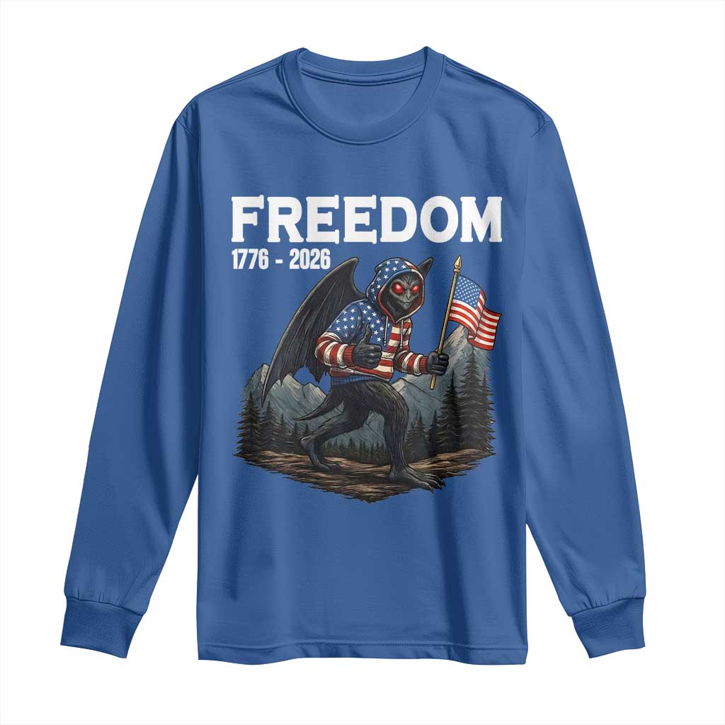 Patriotic Mothman Lover Long Sleeve Shirt Funny USA 250 Anniversary Gift TS12 Royal Blue Print Your Wear