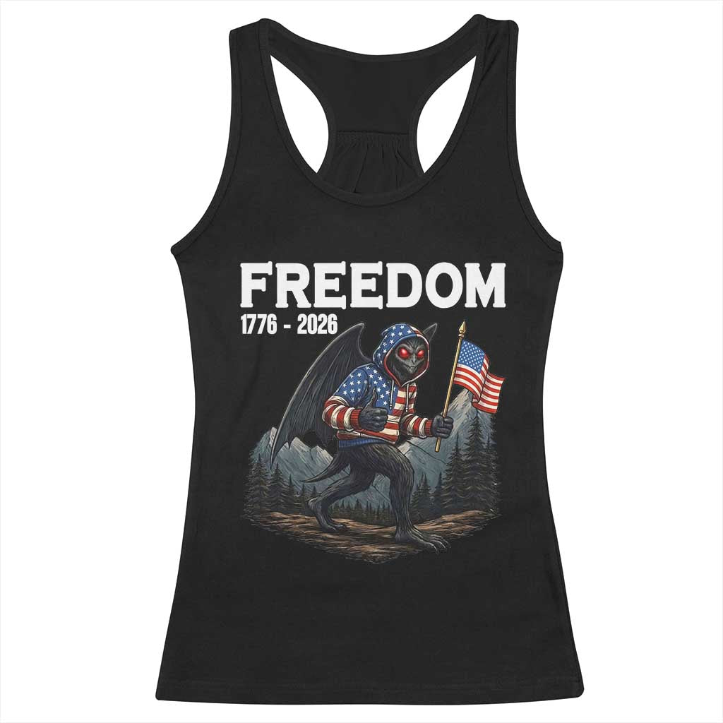 Patriotic Mothman Lover Racerback Tank Top Funny USA 250 Anniversary Gift TS12 Black Print Your Wear