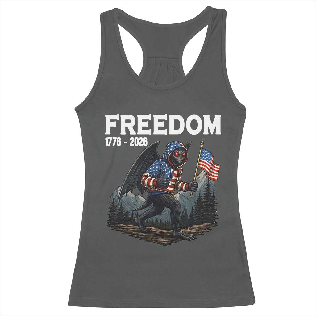 Patriotic Mothman Lover Racerback Tank Top Funny USA 250 Anniversary Gift TS12 Dark Heather Print Your Wear