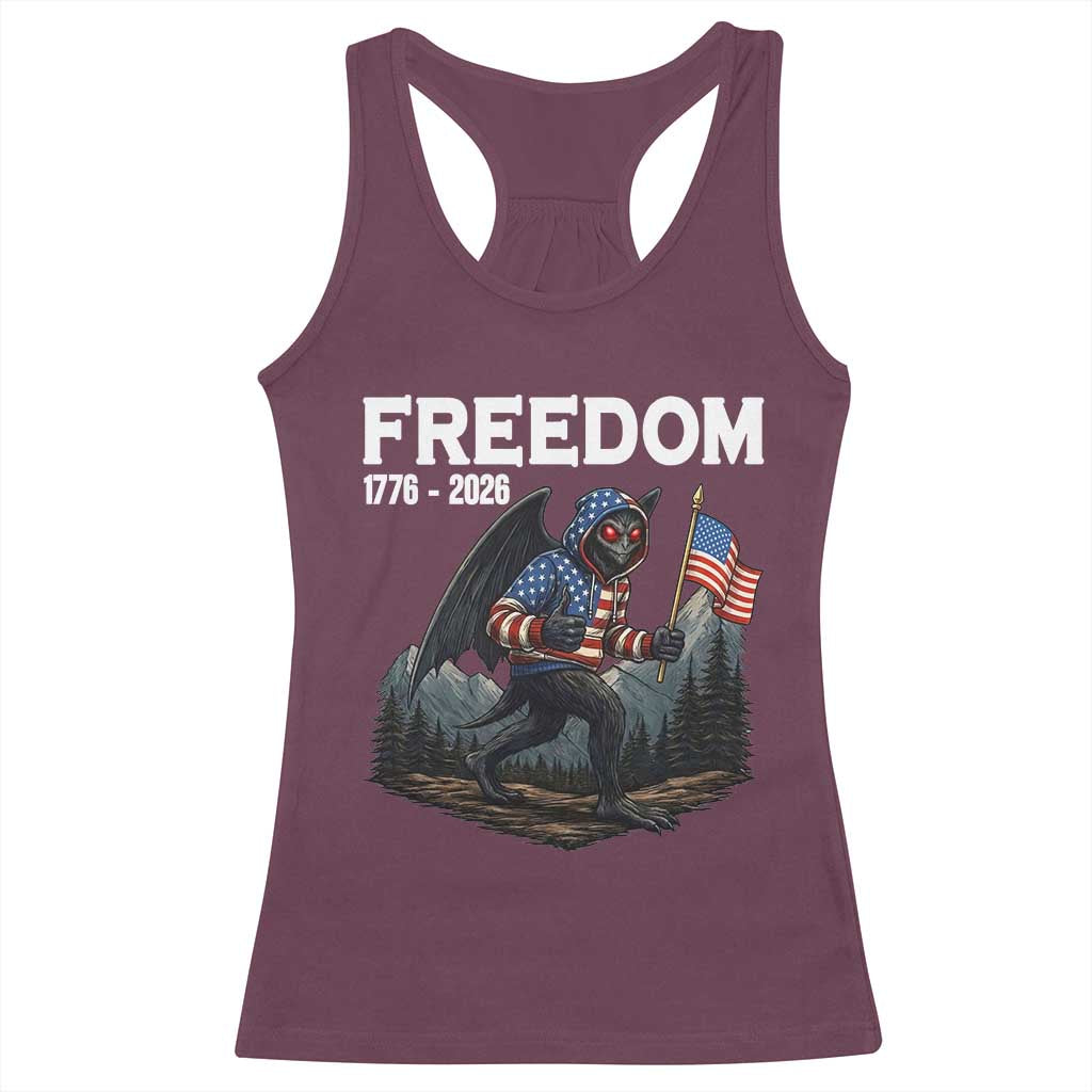 Patriotic Mothman Lover Racerback Tank Top Funny USA 250 Anniversary Gift TS12 Maroon Print Your Wear