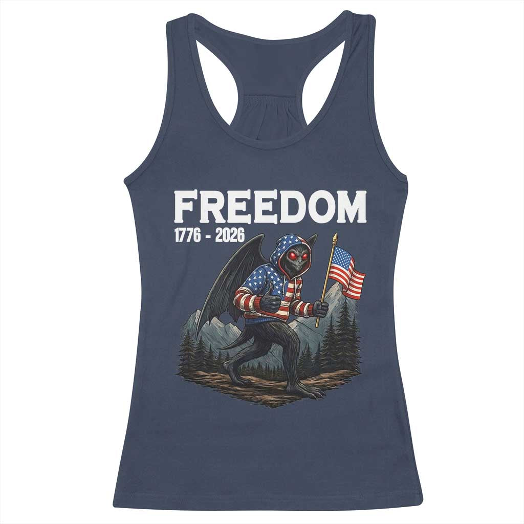Patriotic Mothman Lover Racerback Tank Top Funny USA 250 Anniversary Gift TS12 Navy Print Your Wear