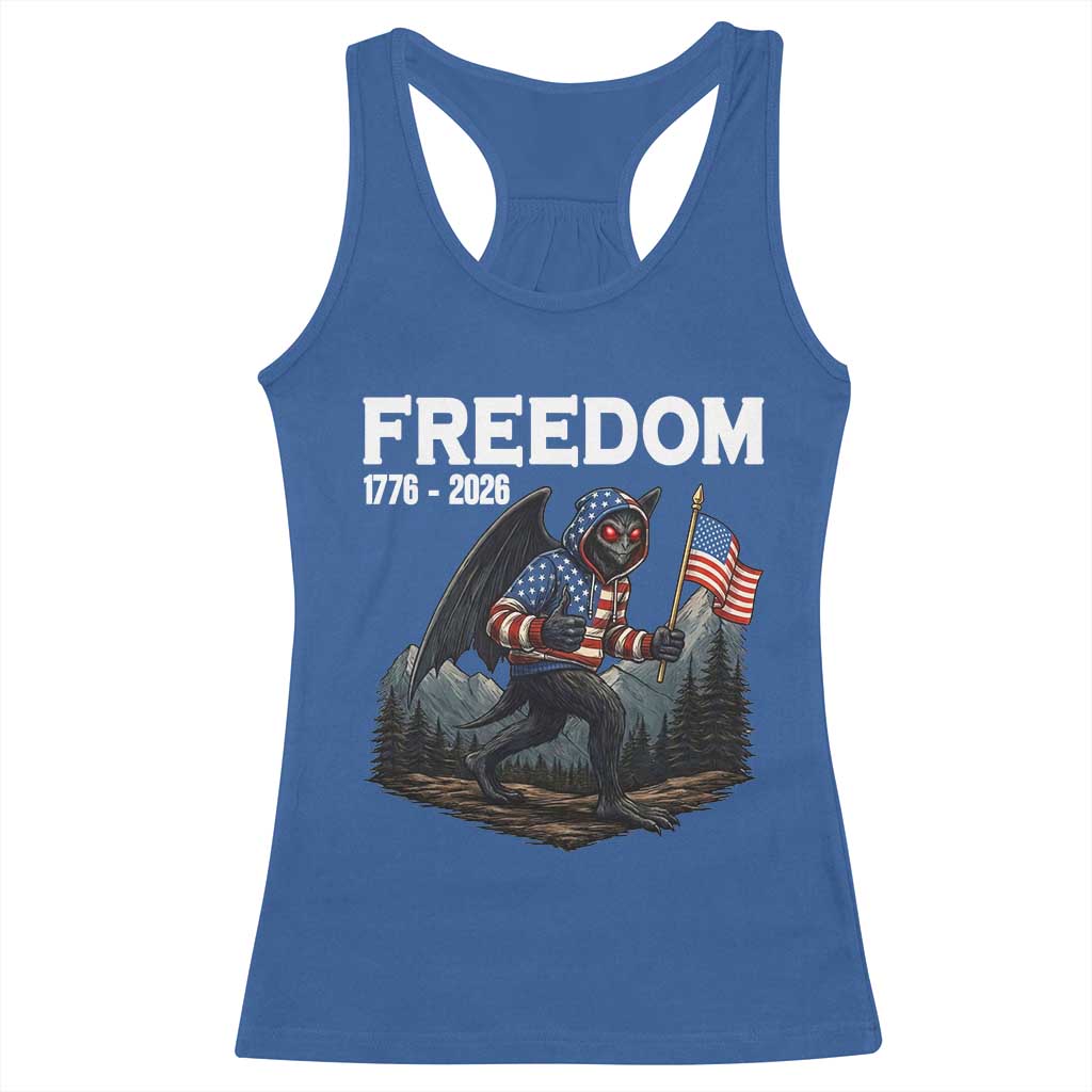 Patriotic Mothman Lover Racerback Tank Top Funny USA 250 Anniversary Gift TS12 Royal Blue Print Your Wear