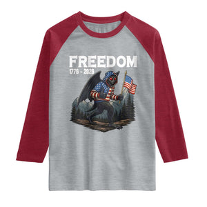 Patriotic Mothman Lover Raglan Shirt Funny USA 250 Anniversary Gift TS12 Heather Gray Heather Red Print Your Wear
