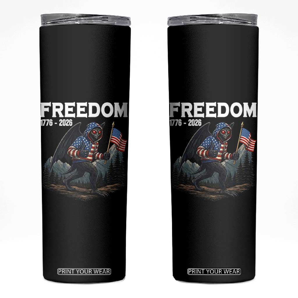 Patriotic Mothman Lover Skinny Tumbler Funny USA 250 Anniversary Gift TS12 Black Print Your Wear