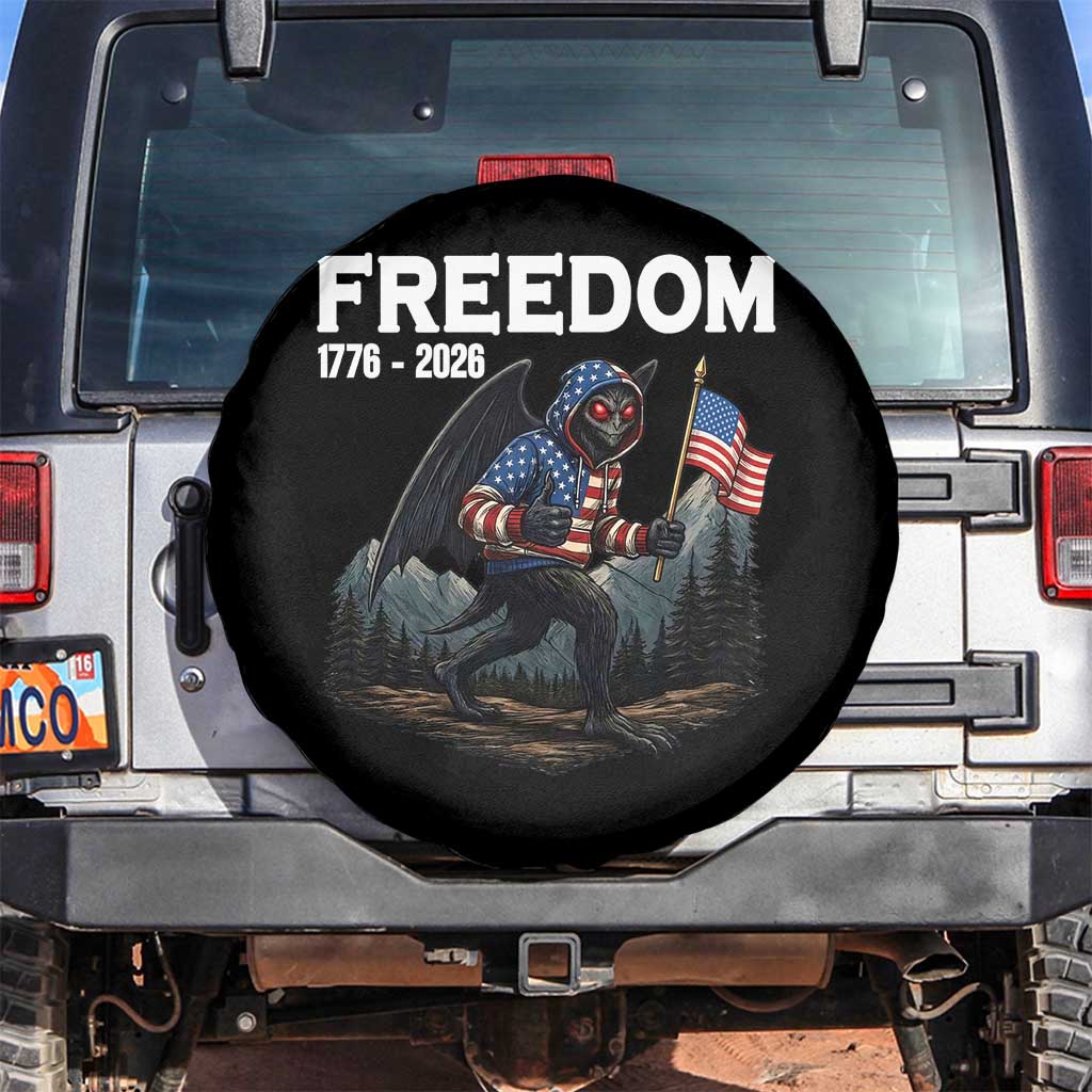 Patriotic Mothman Lover Spare Tire Cover Funny USA 250 Anniversary Gift TS12 No hole Black Print Your Wear