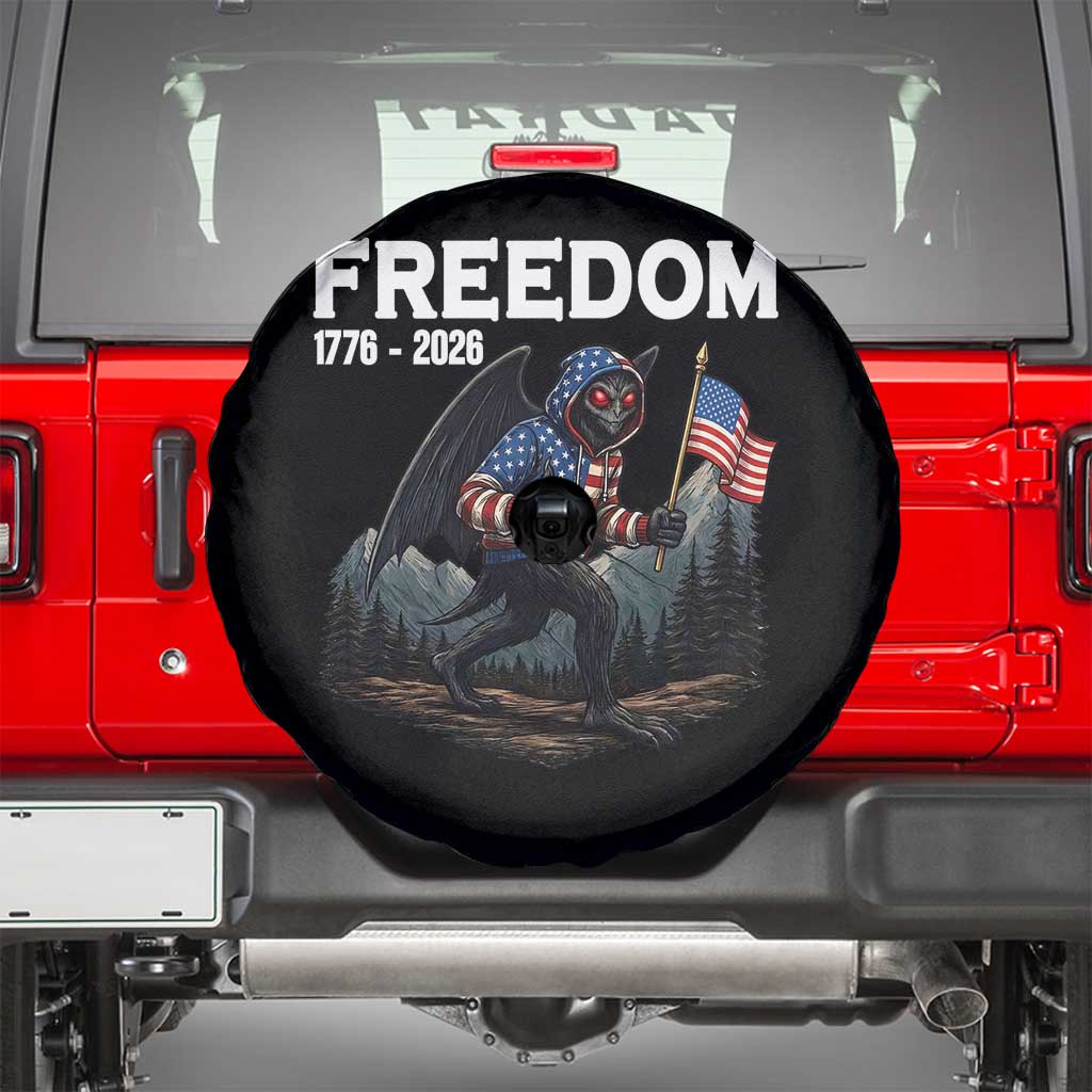 Patriotic Mothman Lover Spare Tire Cover Funny USA 250 Anniversary Gift TS12 Black Print Your Wear