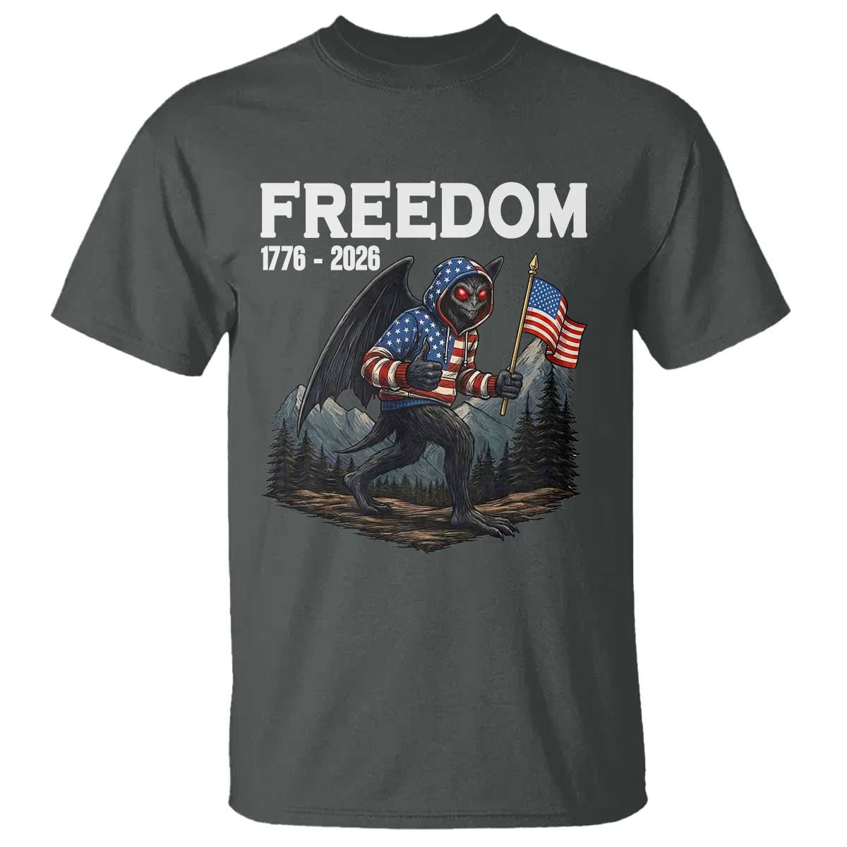 Patriotic Mothman Lover T Shirt Funny USA 250 Anniversary Gift TS12 Dark Heather Print Your Wear