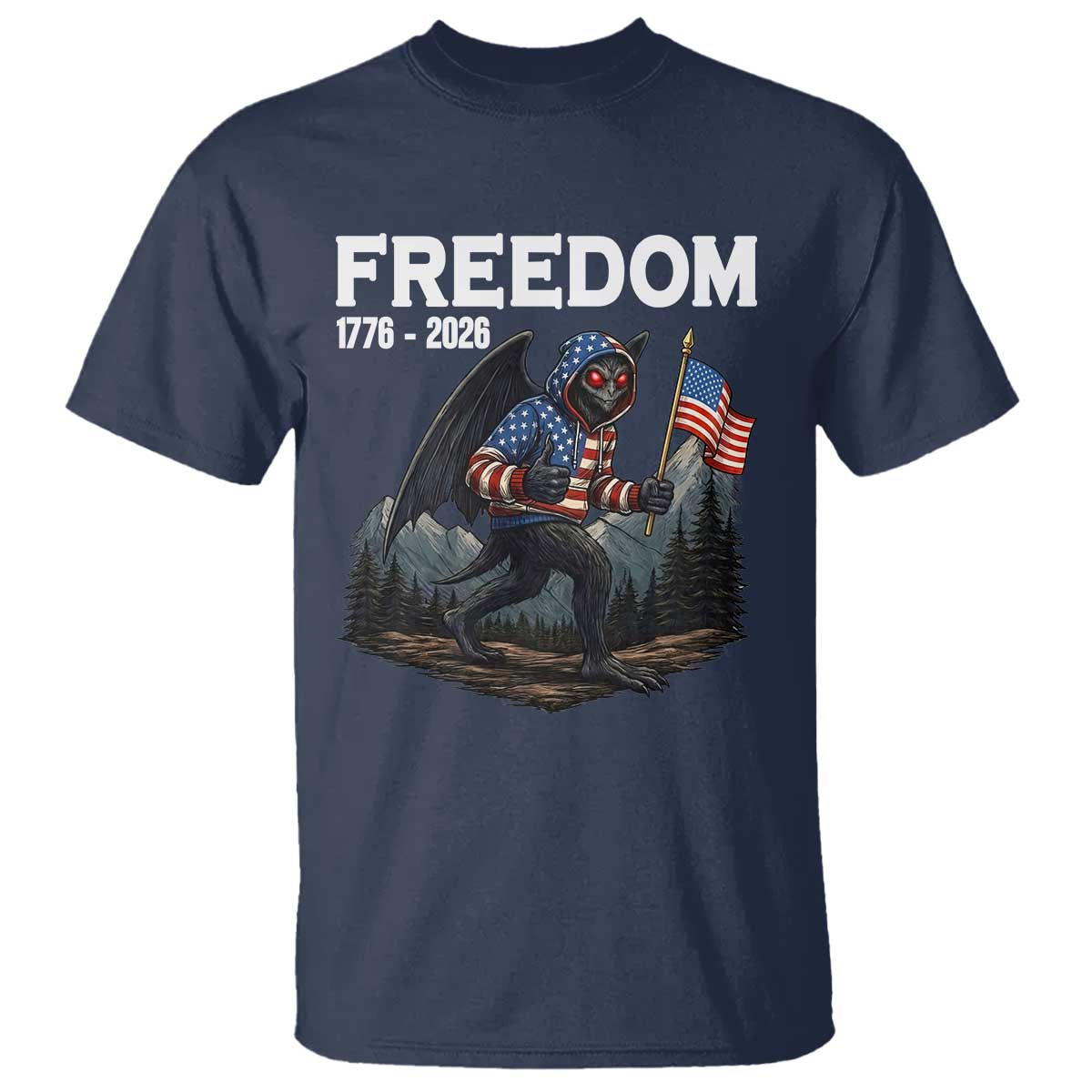 Patriotic Mothman Lover T Shirt Funny USA 250 Anniversary Gift TS12 Navy Print Your Wear