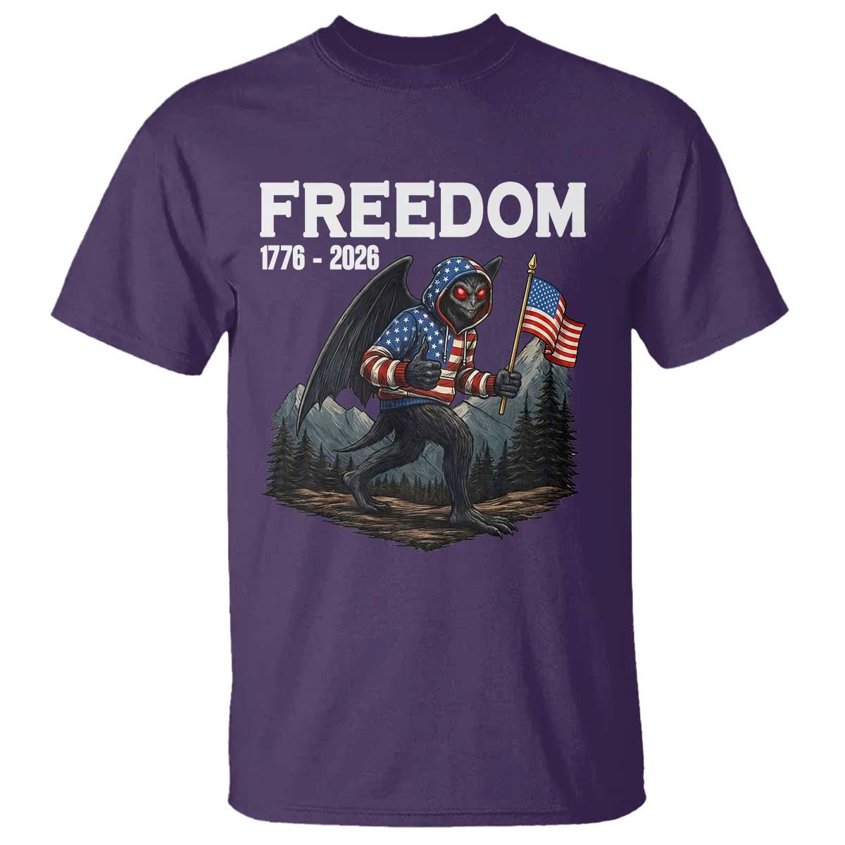 Patriotic Mothman Lover T Shirt Funny USA 250 Anniversary Gift TS12 Purple Print Your Wear