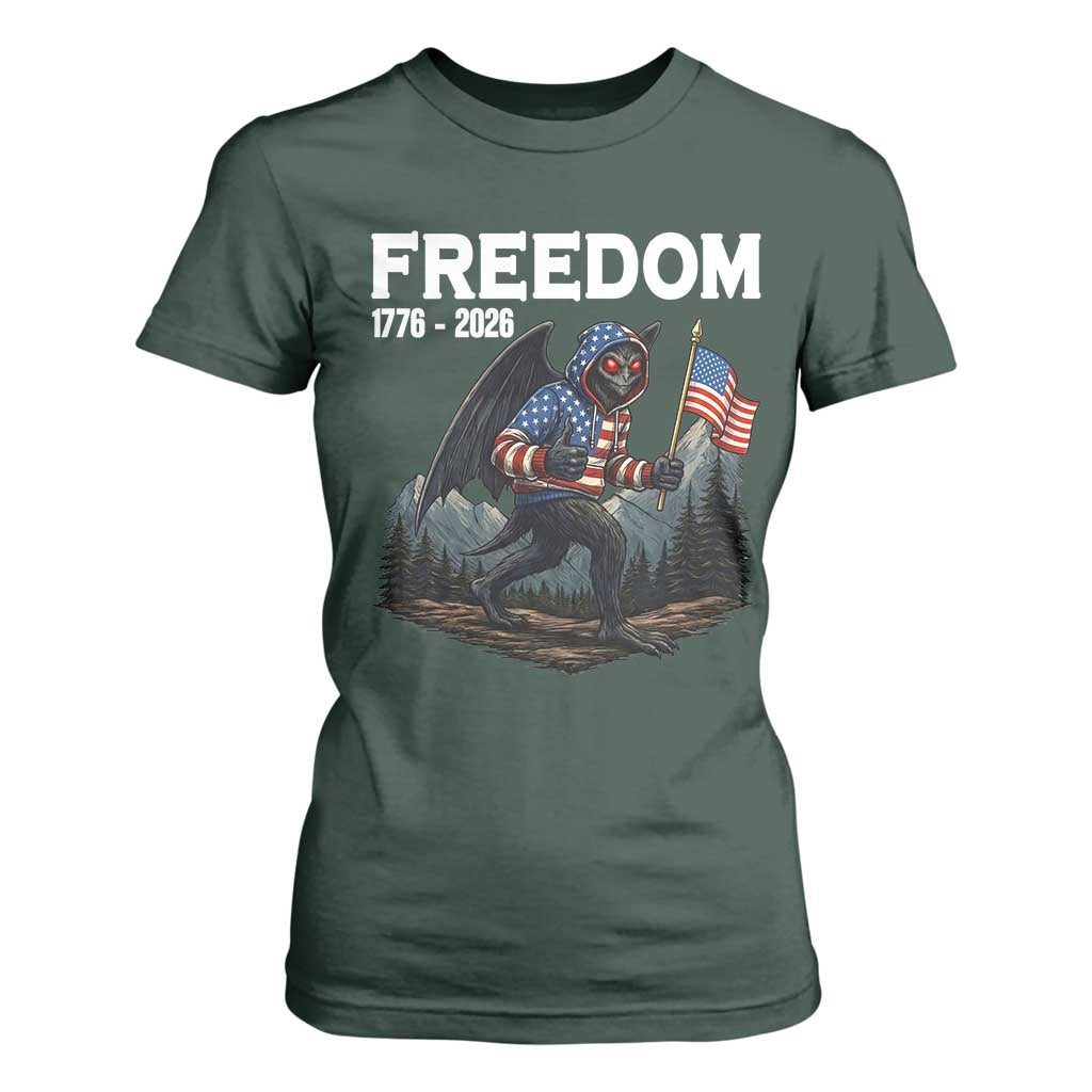 Patriotic Mothman Lover T Shirt For Women Funny USA 250 Anniversary Gift TS12 Dark Forest Green Print Your Wear