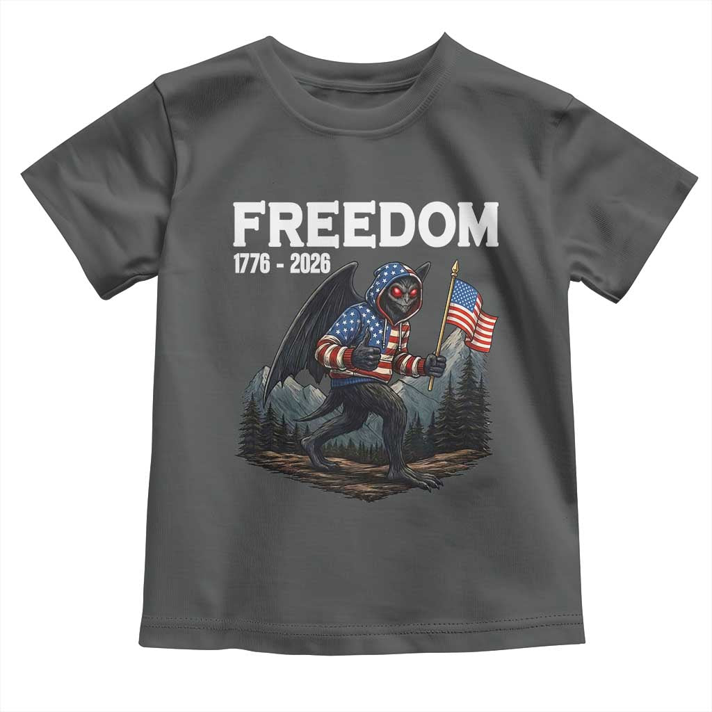 Patriotic Mothman Lover Toddler T Shirt Funny USA 250 Anniversary Gift TS12 Dark Heather Print Your Wear