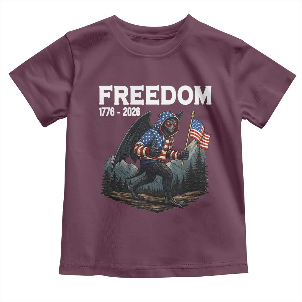 Patriotic Mothman Lover Toddler T Shirt Funny USA 250 Anniversary Gift TS12 Maroon Print Your Wear