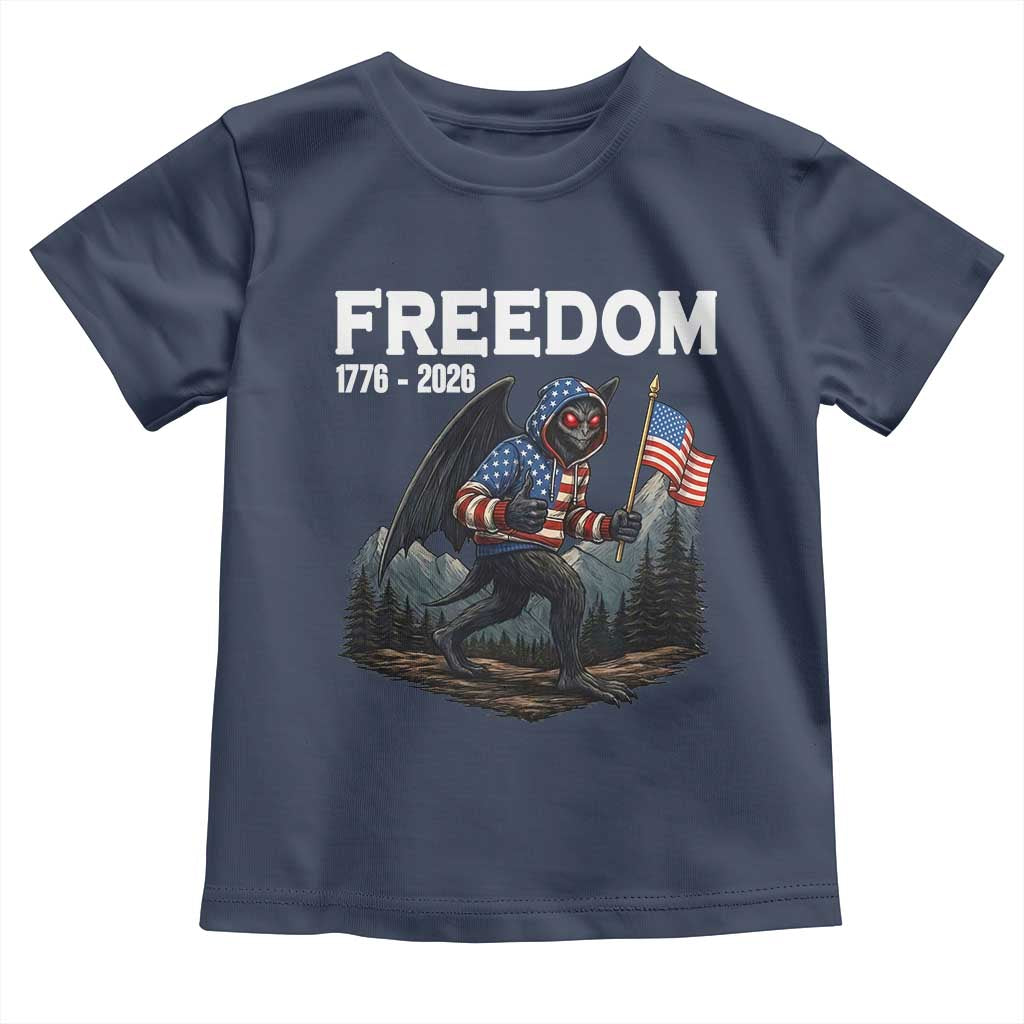 Patriotic Mothman Lover Toddler T Shirt Funny USA 250 Anniversary Gift TS12 Navy Print Your Wear