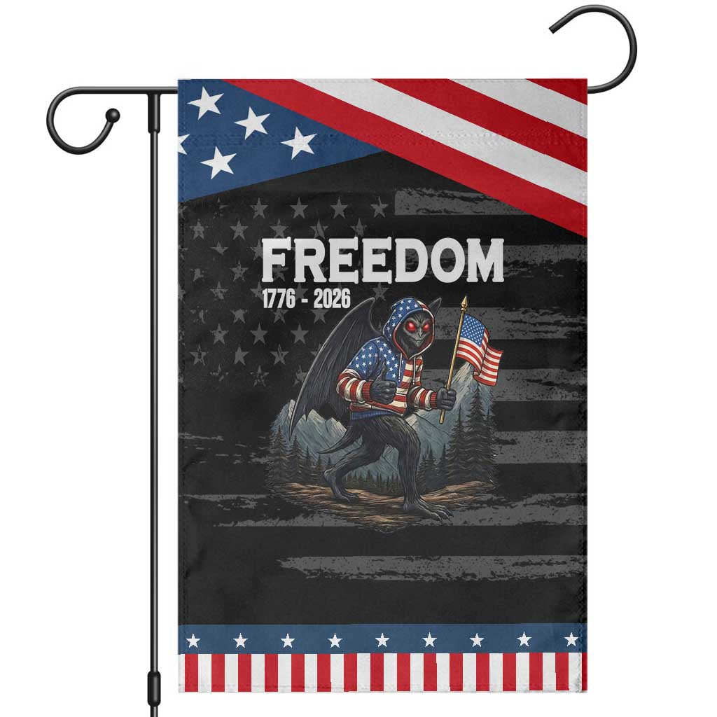 Patriotic Mothman Lover Garden Flag Funny USA 250 Anniversary Gift TS12 Distressed Black Blue Print Your Wear