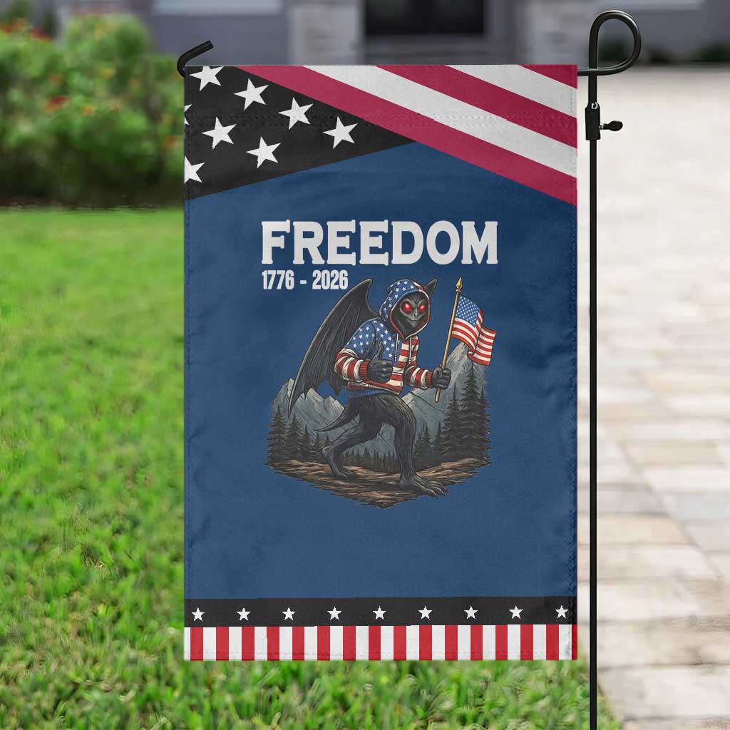Patriotic Mothman Lover Garden Flag Funny USA 250 Anniversary Gift TS12 Classic Blue Black Print Your Wear