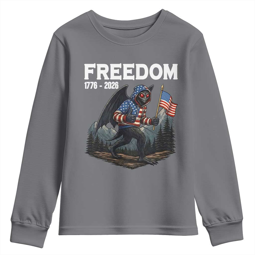 Patriotic Mothman Lover Youth Sweatshirt Funny USA 250 Anniversary Gift TS12 Charcoal Print Your Wear