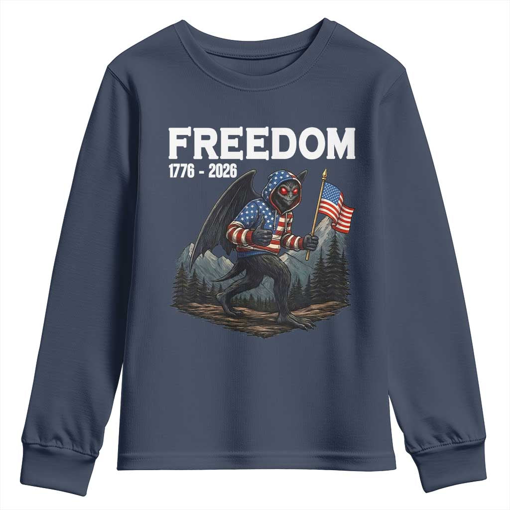 Patriotic Mothman Lover Youth Sweatshirt Funny USA 250 Anniversary Gift TS12 Navy Print Your Wear