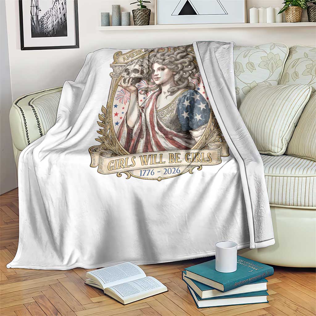 Feminist Medusa Girls Will Be Girls Throw Blanket USA 250 Anniversary Gift TS12 Print Your Wear