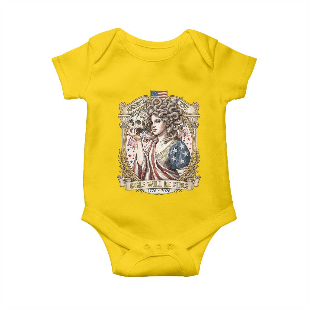 Feminist Medusa Girls Will Be Girls Baby Onesie USA 250 Anniversary Gift TS12 Daisy Print Your Wear