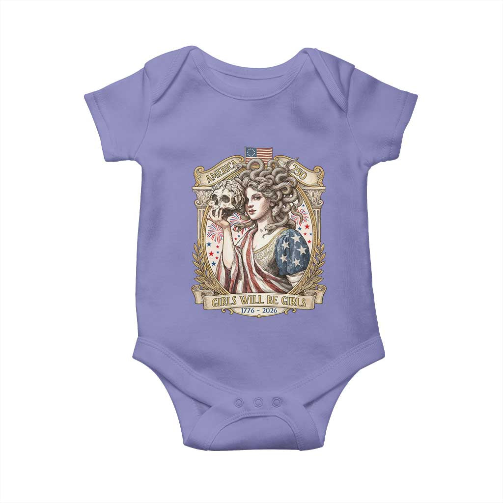 Feminist Medusa Girls Will Be Girls Baby Onesie USA 250 Anniversary Gift TS12 Violet Print Your Wear