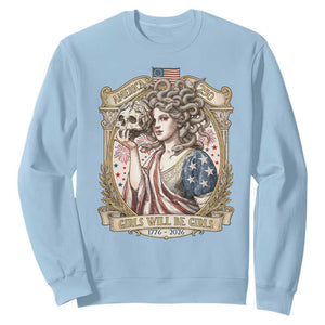 Feminist Medusa Girls Will Be Girls Sweatshirt USA 250 Anniversary Gift TS12 Light Blue Print Your Wear