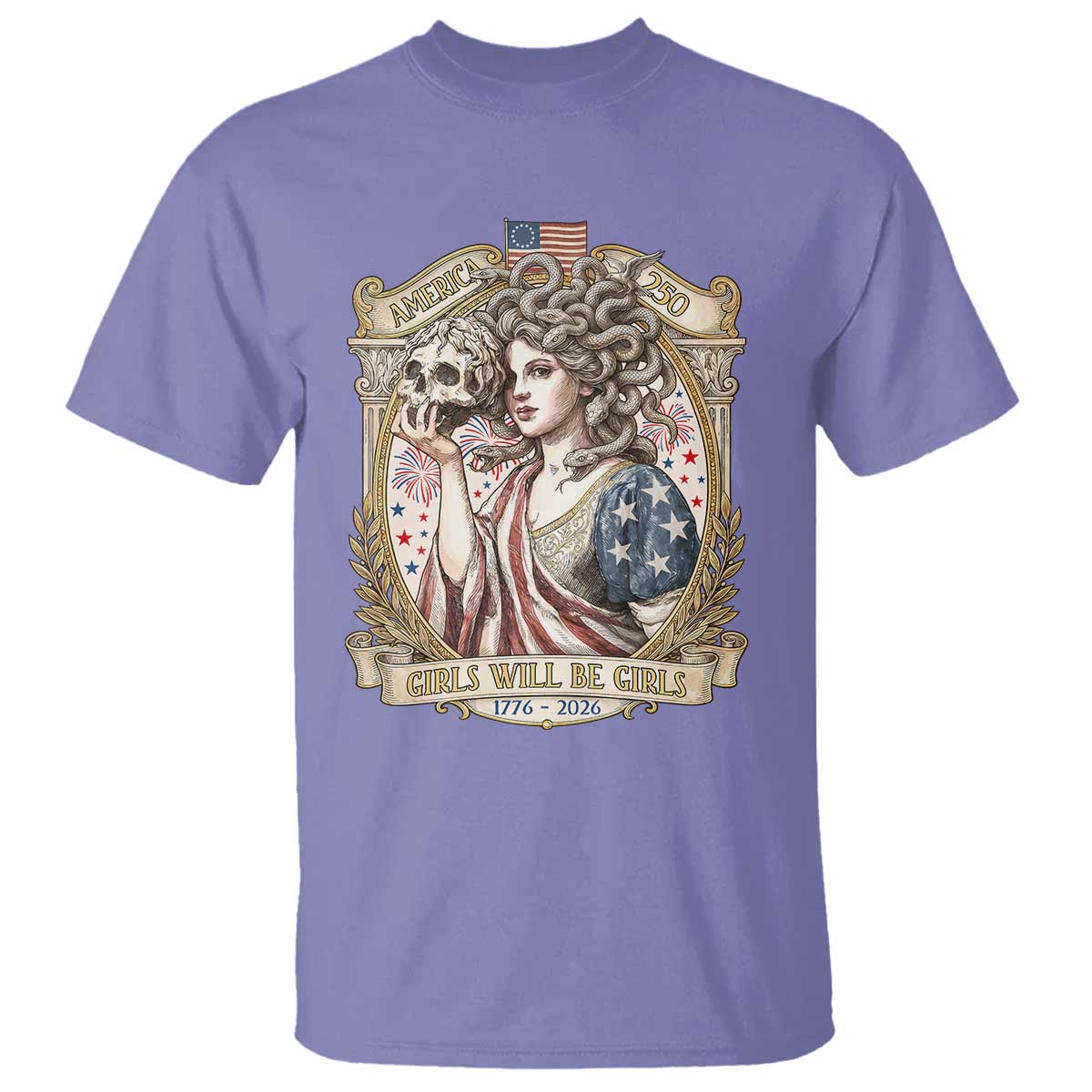 Feminist Medusa Girls Will Be Girls T Shirt USA 250 Anniversary Gift TS12 Violet Print Your Wear