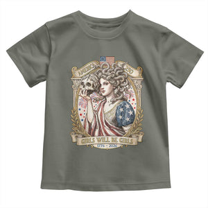 Feminist Medusa Girls Will Be Girls Toddler T Shirt USA 250 Anniversary Gift TS12 Military Green Print Your Wear