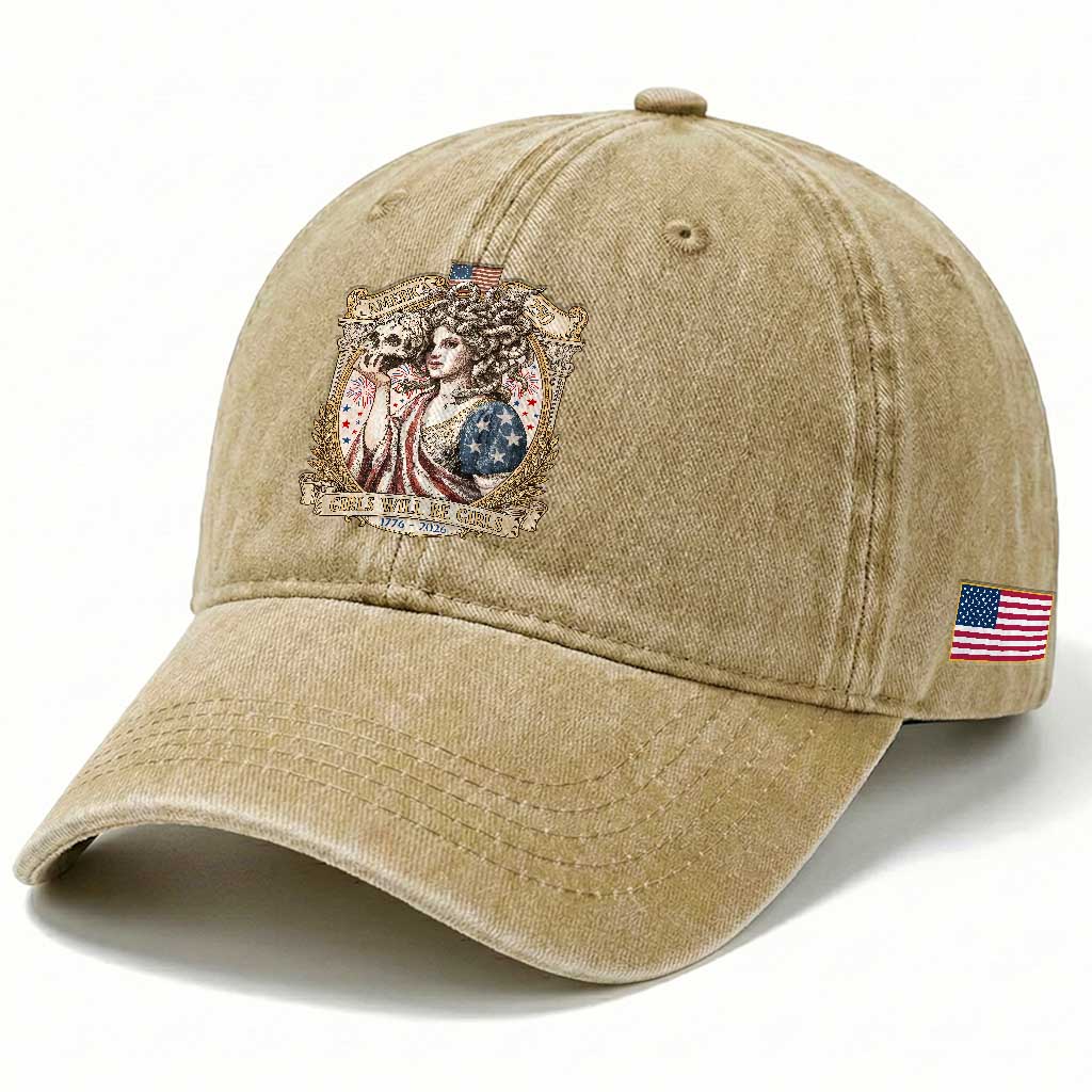 Feminist Medusa Girls Will Be Girls Washed Cotton Baseball Cap USA 250 Anniversary Gift TS12 Print Your Wear