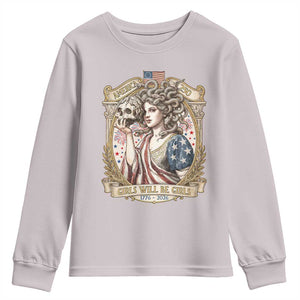 Feminist Medusa Girls Will Be Girls Youth Sweatshirt USA 250 Anniversary Gift TS12 Ice Gray Print Your Wear