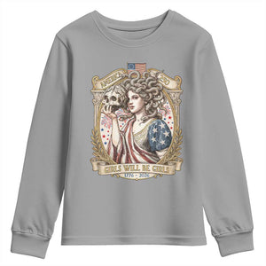 Feminist Medusa Girls Will Be Girls Youth Sweatshirt USA 250 Anniversary Gift TS12 Sport Gray Print Your Wear