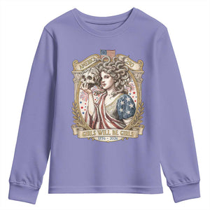 Feminist Medusa Girls Will Be Girls Youth Sweatshirt USA 250 Anniversary Gift TS12 Violet Print Your Wear