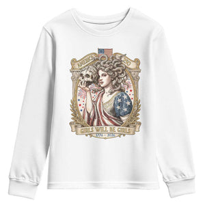 Feminist Medusa Girls Will Be Girls Youth Sweatshirt USA 250 Anniversary Gift TS12 White Print Your Wear