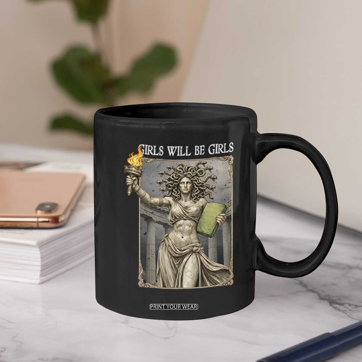 Funny Feminist Medusa Statue Of Liberty Coffee Mug Girls Will Be Girls TS12 Print Your Wear