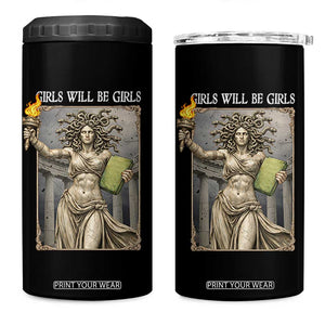 Funny Feminist Medusa Statue Of Liberty 4 in 1 Can Cooler Tumbler Girls Will Be Girls TS12 One Size: 16 oz Black Print Your Wear