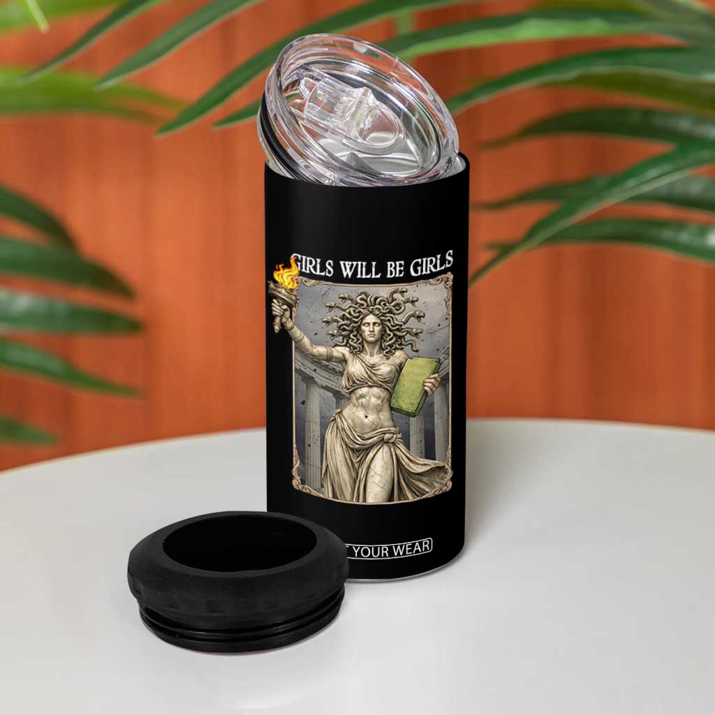 Funny Feminist Medusa Statue Of Liberty 4 in 1 Can Cooler Tumbler Girls Will Be Girls TS12 Print Your Wear