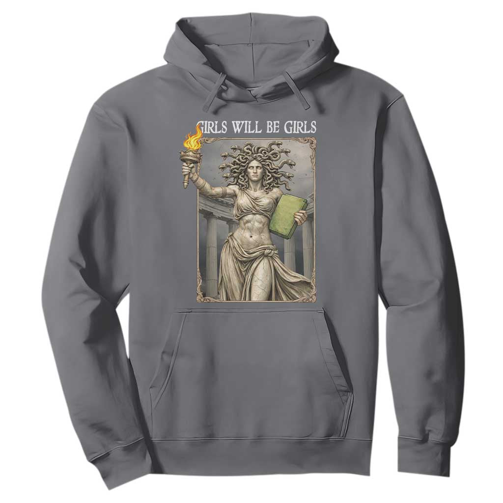Funny Feminist Medusa Statue Of Liberty Hoodie Girls Will Be Girls TS12 Charcoal Print Your Wear
